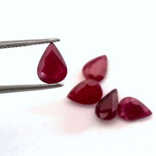Natural Indian Ruby AAA Quality Calibrated 7x9mm Faceted Cut Pear 5 Pieces Loose Gemstone