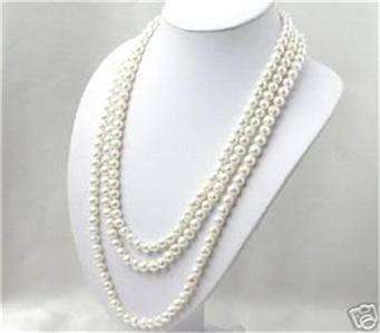 SUPER LONG 2 Meter 7-8MM WHITE AKOYA CULTURED PEARL NECKLACE