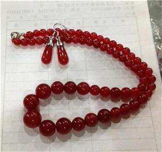 Excellent Red Ruby Gemstone Necklace & Earrings