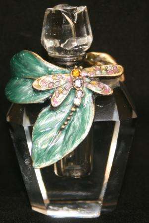 CRYSTAL PERFUME BOTTLE WITH ENAMEL DRAGONFLY