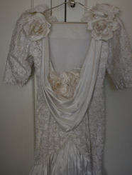 WHITE LACE AND PEARL WEDDING DRESS