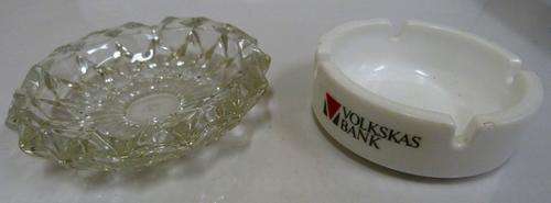Volkskas ashtray and a glass ashtray