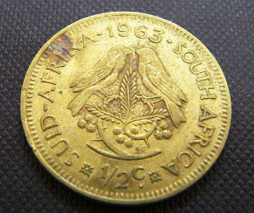 1963 Unoin Of South Africa 1/2c coin