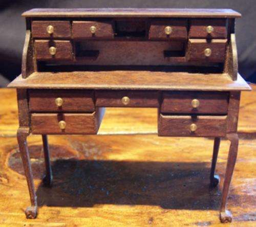 Miniature writing desk ; 1/12 th scale - hand made