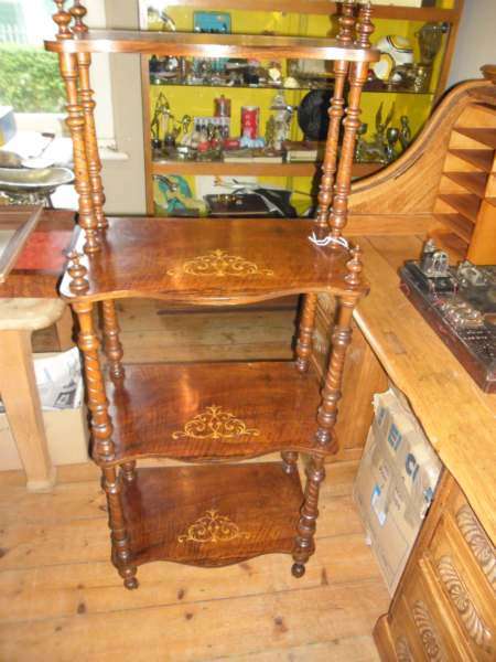 VICTORIAN WHATNOT WITH INLAY IN ORIGINAL CONDITION( 140 X 53 X 33CM)