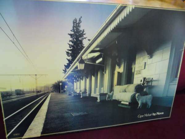 BLOCKED POSTER : MATJESFONTEIN STATION WITH APARTHEID SIGNS