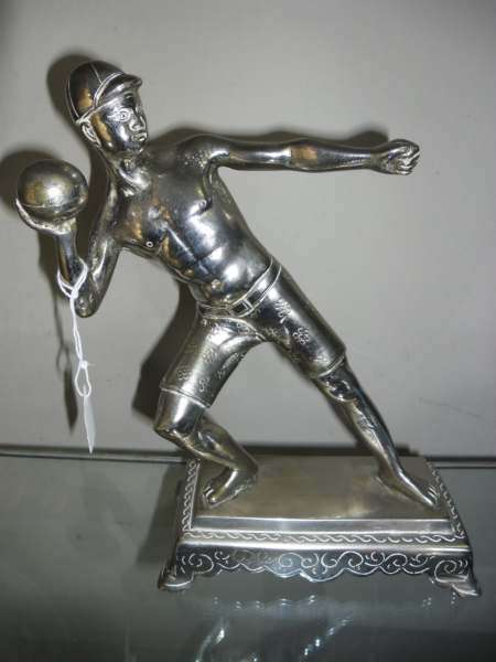 SILVER PLATED ART DECO FIGURINE 25 cm high