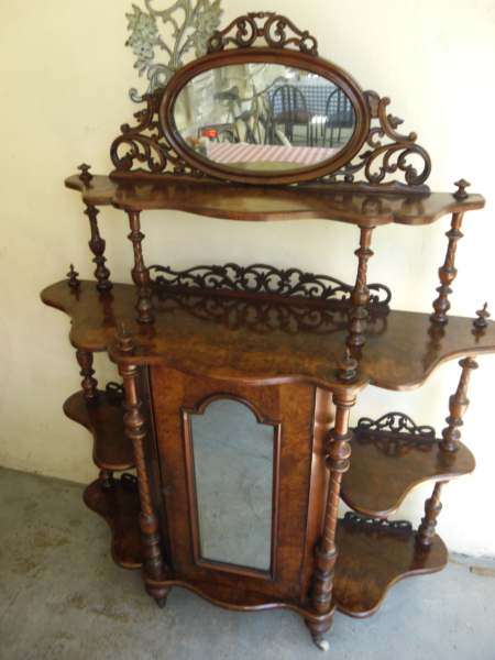 VICTORIAN BURR WALNUT WHATNOT CIRCA 1890 IN ORIGINAL GOOD CONDITION