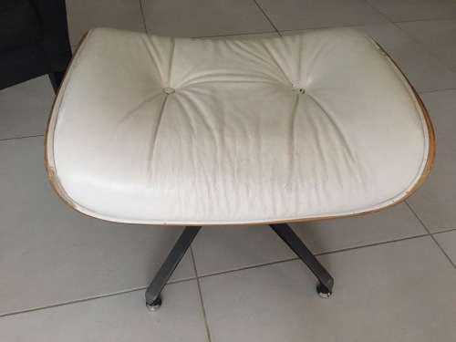 Eames Type Leather Chairs: pair of genuine leather chairs with ottomans