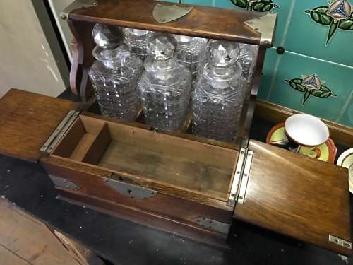 Victorian Oak Tantalus