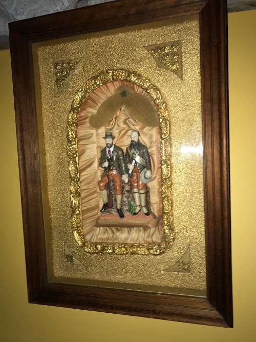 Boer War : Rare Box Framed Boer War Figurines de Wet and Steyn ( 62 x 45 cm )