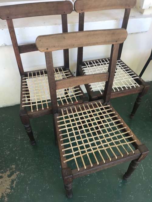 Set of 3 Cape Stinkwood Riempie Chairs