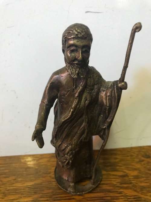 BRONZE FIGURINE: MOSES ( 14 CM HIGH )
