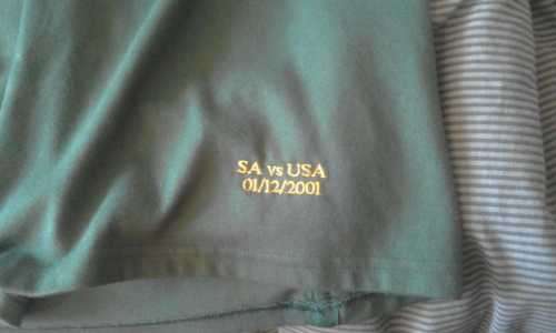 Springbok Matchworn Test Jersey ( Joost vd Westhuizen, SA vs USA , 01/12/2001 )