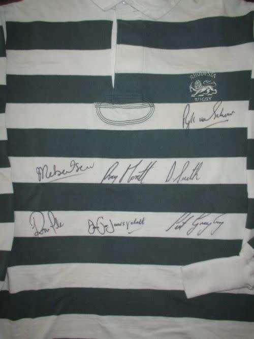 RUGBY JERSEY: RHODESIA SIGNED SUPPORTERS JERSEY + BOOK ON RHODESIAN RUGBY