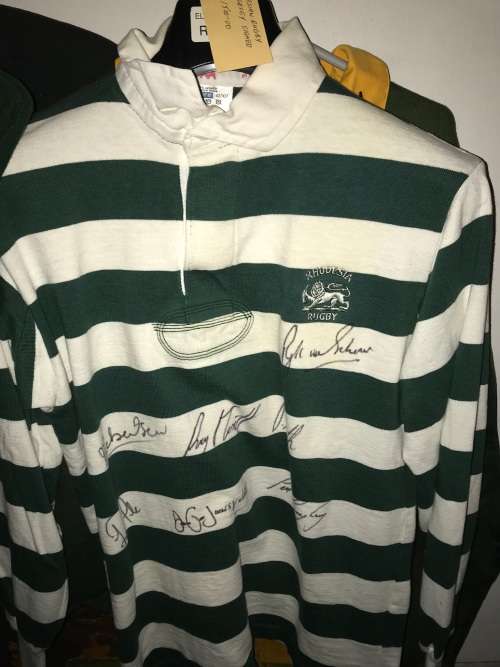 RUGBY JERSEY: RHODESIA SIGNED SUPPORTERS JERSEY + BOOK ON RHODESIAN RUGBY