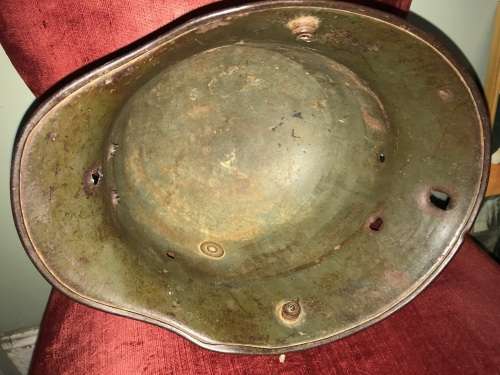 WW1 GERMAN HELMET WITH BULLETHOLES