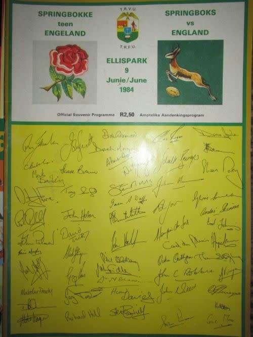 5 SPRINGBOK RUGBY PROGRAMS: SOUTH AFRICA VS ENGLAND ( 1972,84,94, 2007)