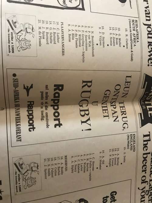 5 SPRINGBOK RUGBY PROGRAMS: SOUTH AFRICA VS ENGLAND ( 1972,84,94, 2007)