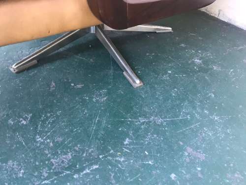 MID CENTURY EAMES TYPE CHROME CHAIR WITH FOOTSTOOL