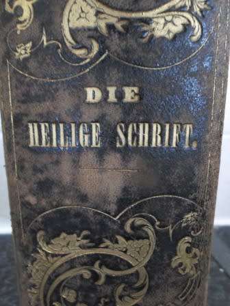 BEAUTIFUL GERMAN BIBLE 1848, LEATHER BOUND WITH 62 ENGRAVINGS