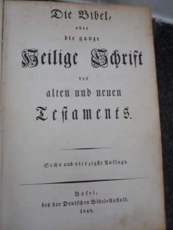 BEAUTIFUL GERMAN BIBLE 1848, LEATHER BOUND WITH 62 ENGRAVINGS