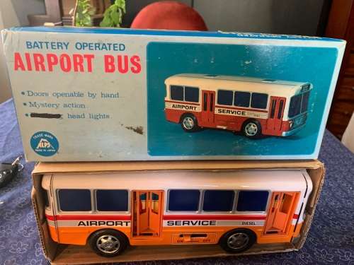 Vintage Tinplate Alps Airport Bus in original box circa 1970s