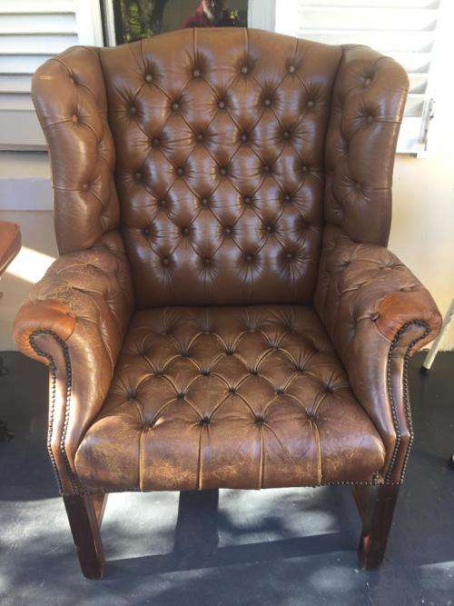 Vintage Chesterfield Leather Armchair with lots of character