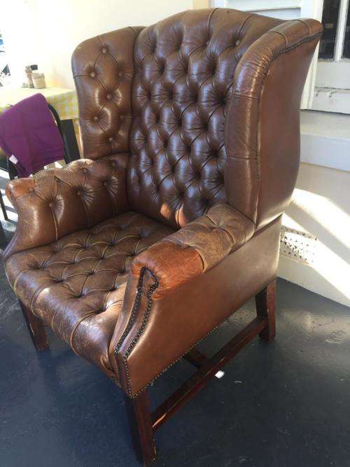 Vintage Chesterfield Leather Armchair with lots of character