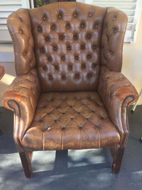 Vintage Chesterfield Leather Armchair with lots of character