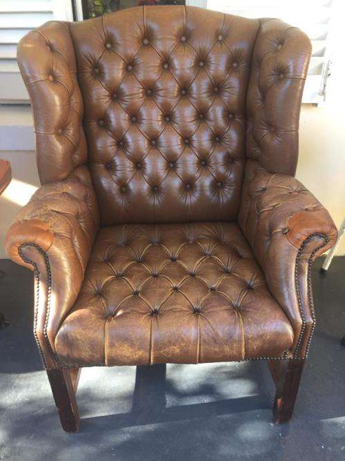 Vintage Chesterfield Leather Armchair with lots of character