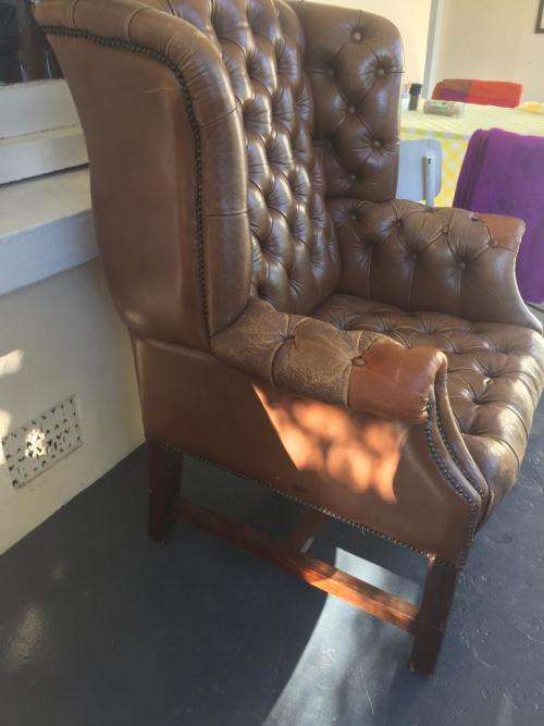 Vintage Chesterfield Leather Armchair with lots of character