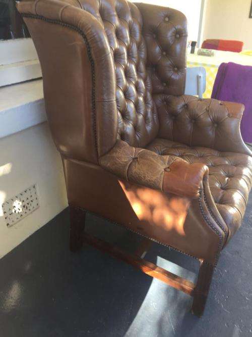 Vintage Chesterfield Leather Armchair with lots of character