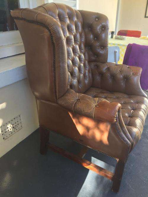 Vintage Chesterfield Leather Armchair with lots of character