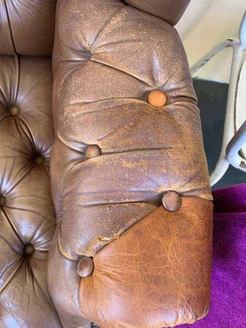 Vintage Chesterfield Leather Armchair with lots of character