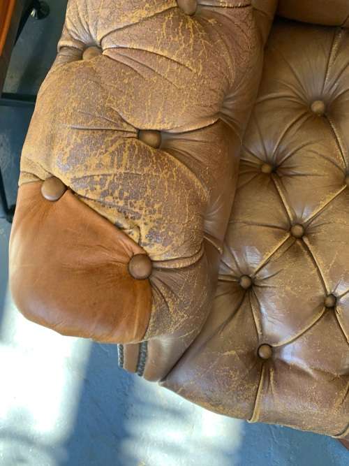 Vintage Chesterfield Leather Armchair with lots of character