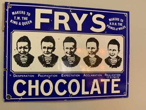 Beautiful Enamel Frys Chocolate Sign ( 51 x 38 cm )