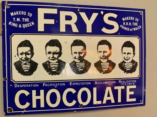 Beautiful Enamel Frys Chocolate Sign ( 51 x 38 cm )