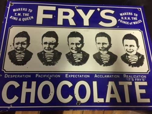 Beautiful Enamel Frys Chocolate Sign ( 51 x 38 cm )