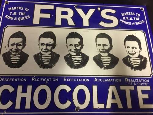 Beautiful Enamel Frys Chocolate Sign ( 51 x 38 cm )
