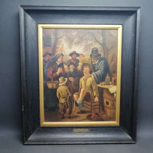 Vintage Oil on Board : De Tandmeester van Jan Steen