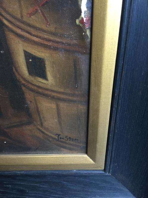 Vintage Oil on Board : De Tandmeester van Jan Steen