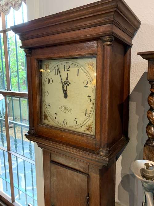 ENGLISH OAK LONGCASE CLOCK BY JOHN PAXTON ST NEOTS CIRCA 1790 ( WORKING )