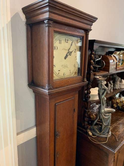 ENGLISH OAK LONGCASE CLOCK BY JOHN PAXTON ST NEOTS CIRCA 1790 ( WORKING )
