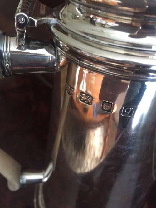 Beautiful pair of Hallmarked Silver Coffee Pots ( London , 24 cm high )