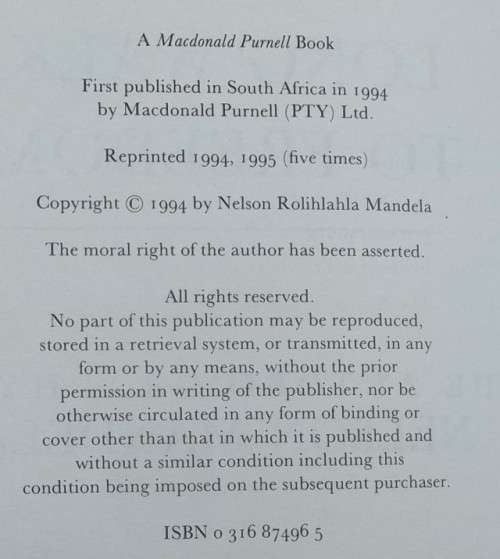 Nelson Mandela Handsigned The Long Walk to Freedom with authentication