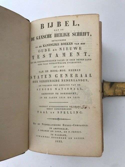 Bijbel: Staten Generaal 1853 in good condition