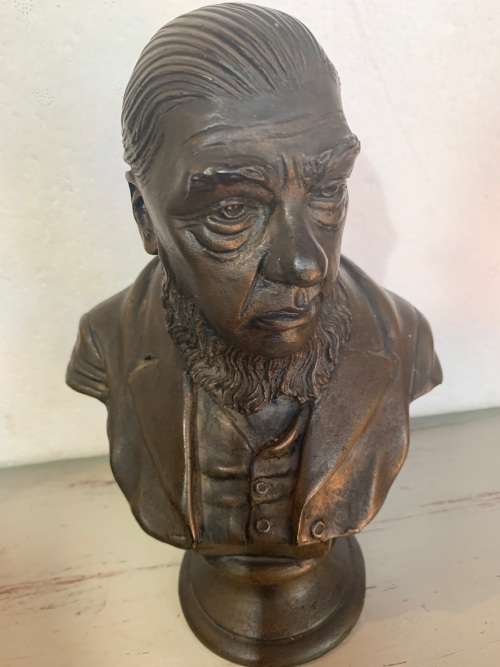 BRONZED SCULTURE OF PAUL KRUGER BY PHIL MINAAR ( 20 CM HIGH )