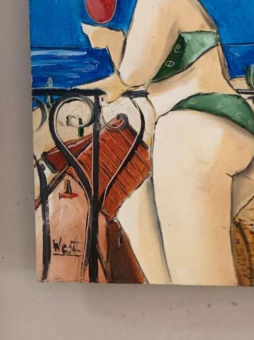 Original Ronald West Painting ( 41 x 36 ; 20 x 15 cm )