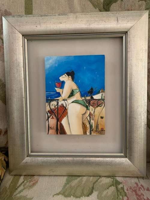 Original Ronald West Painting ( 41 x 36 ; 20 x 15 cm )